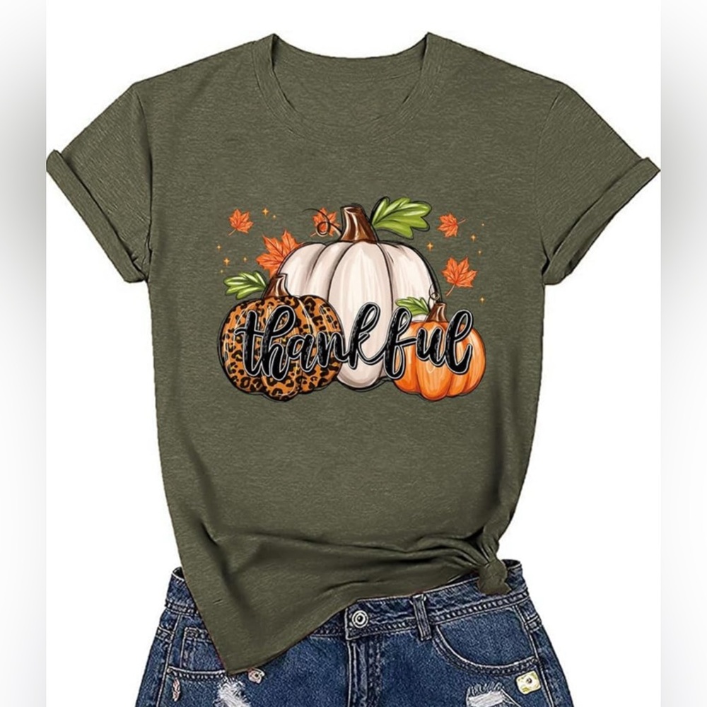 Fall Pumpkin Shirts Women Family thankful Thanksgiving Tops Fall Graphic Tees